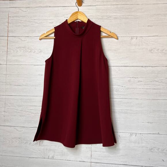 Theory Tank Womens Size P/TP Burgundy Wine Talniza Admiral Crepe Top Blouse - Picture 1 of 16
